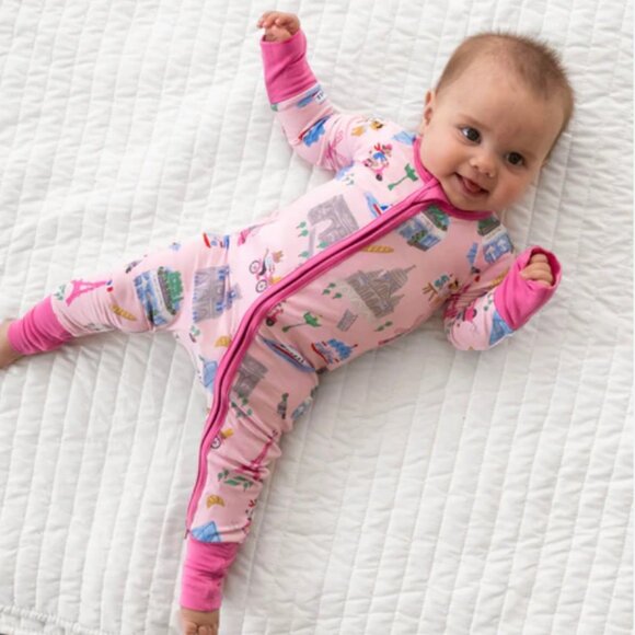 Little Sleepies Weekend in Paris Pink Zippy Size 0-3 months - Picture 1 of 5